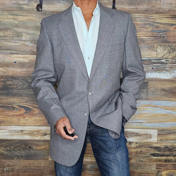 Vintage Lanvin Paris NY 100% Wool Gray Geometric Blazer Sport